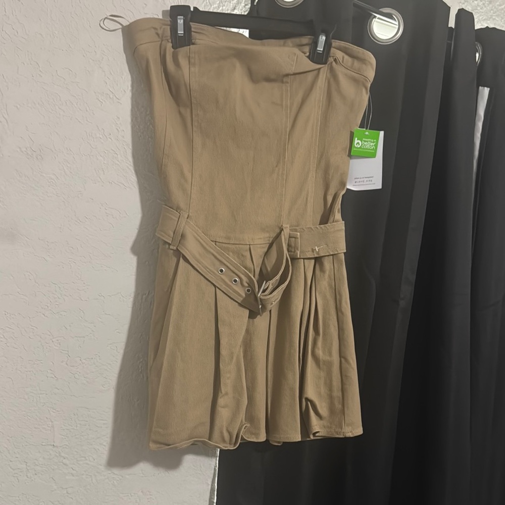 Tan Strapless Dress/ Skirt with Belt